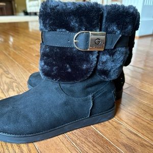 G by Guess Aussie Faux Fur Round Toe Ankle Boots